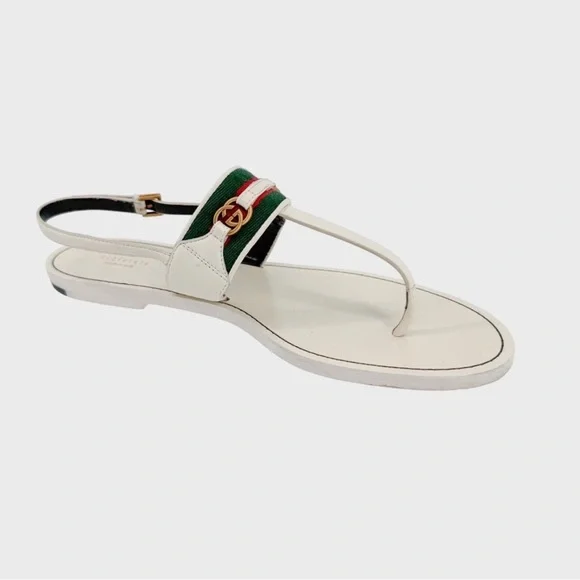 Gucci White and Green Sandals - Picture 8 of 12